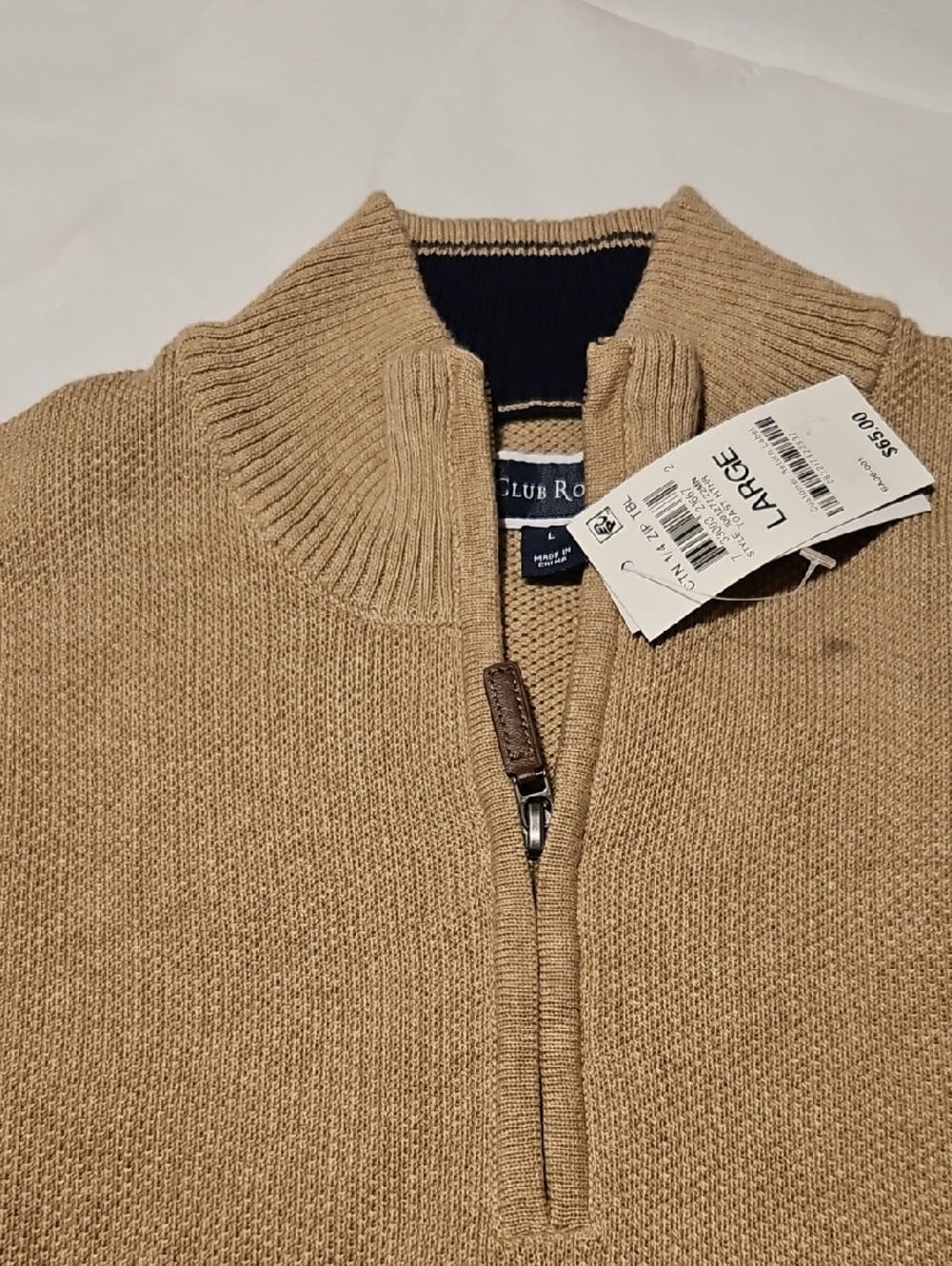 Club Room Tan Half Zip-Front Knit Sweater